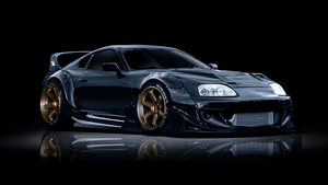 Toyota Supra Mk4, JDM cars, Classic cars, Black background, AI art, 4K wallpaper
