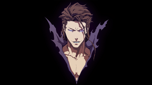 Sosuke Aizen, Black background, Minimalist, Bleach, Soul Reaper, AMOLED, 4K wallpaper