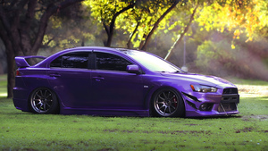 Mitsubishi Lancer Evolution, Purple aesthetic, JDM cars, 4K wallpaper