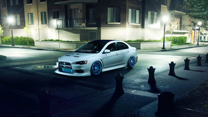 Mitsubishi Lancer Evolution, JDM cars, Japanese, Night, 4K wallpaper