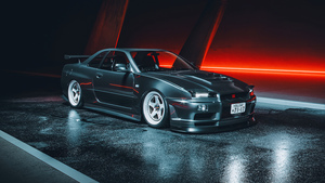 Nissan Skyline GT-R R34, JDM cars, AI art, 4K wallpaper