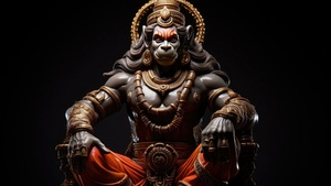 Lord Hanuman, Illustration, Digital Art, Anjaneya, Jai Shri Ram, Bajrangbali, Hindu God, Dark background, 4K wallpaper