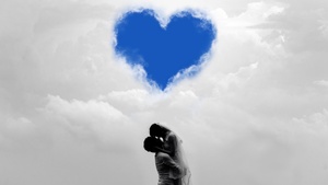 Love couple, Cloudy Sky, Love heart, Blue Sky, 4K wallpaper
