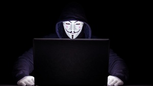 Anonymous, Laptop, Hacker, Black background, Hacking, 4K wallpaper