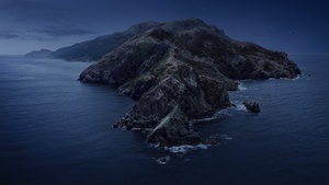 macOS Catalina, Night, Stock, Mountains, Island, 4K wallpaper