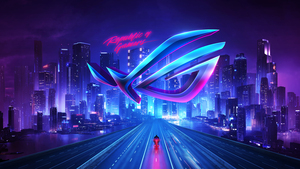 Republic of Gamers, Neon, ASUS ROG, Cityscape, Neon logo, 4K wallpaper