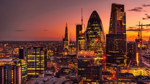 Cityscape, City lights, Sunset, Dawn, Skyscrapers, London, England, 4K wallpaper