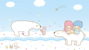 Little Twin Stars, Polar bear, Sanrio, Kiki and Lala, Pastel, Aesthetic, Cartoon, 4K wallpaper