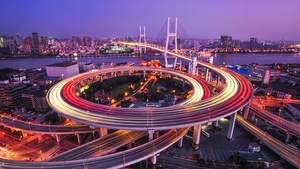Modern architecture, Cityscape, Shanghai, City lights, Long exposure, Aesthetic, 4K wallpaper