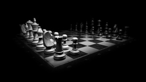 Chessboard, Black and White, Chess pieces, Monochrome, King (Chess), Knight (Chess), Pawn (Chess), Rook (Chess), Bishop (Chess), 4K wallpaper