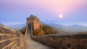 Great Wall of China, Sunrise, 4K wallpaper
