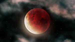 Blood Moon, Clouds, Dark, Night, 4K wallpaper