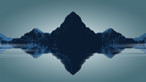 Mountains, Reflections, Render, Digital composition, 4K wallpaper