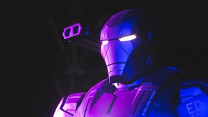 War Machine, Neon, Marvel Superheroes, Dark background, Dark aesthetic, 4K wallpaper