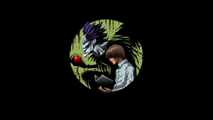 Light Yagami, Death Note, Black background, 4K wallpaper