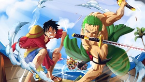 Monkey D. Luffy, Roronoa Zoro, One Piece, Three Sword Style, 4K wallpaper