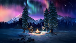 Artist, Artwork, Art, Digital Art, Trees, Mountains, Aurora, Artstation, 4K wallpaper