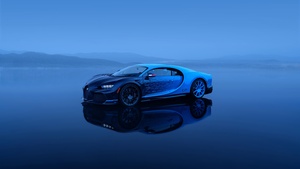 Bugatti Chiron, Blue aesthetic, 4K wallpaper