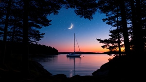 Boat, Night, Minimalism, Minimalist, Ai, Artist, Artwork, Digital Art, 4K wallpaper