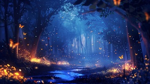 Butterfly, Fairies, Magical forest, Night, 4K wallpaper