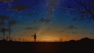 Alone, Sky, Artist, Artwork, Digital Art, Pixiv, 4K wallpaper