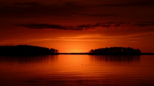 Lake, Orange, Sky, Sunset, Silhouette, Nature, 4K wallpaper