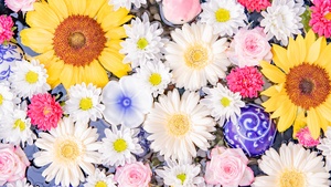 Colorful, Flower bouquet, Sunflower, Daisy flowers, 4K wallpaper