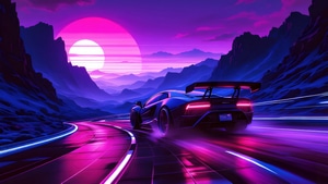 Synthwave, Cars, Car, Artist, Artwork, Art, Digital Art, Ai, Deviantart, 4K wallpaper
