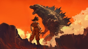Goku, Godzilla, Dragon Ball Super, Dragon Ball, Anime, Ai, Artwork, Digital Art, Artist, Deviantart, 4K wallpaper