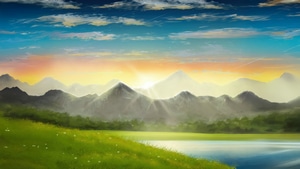 Nature, Sunset, Clouds, Mountains, Artist, Artwork, Art, Digital Art, Artstation, 4K wallpaper