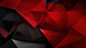 Red abstract, Polygonal, Black abstract, 4K wallpaper