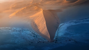 Sand, Dune, Sea, Ocean, Waves, Nature, 4K wallpaper