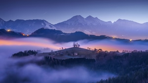 Mountains, Mountain, Trees, Tree, Snow, Mist, Clouds, Nature, Sky, 4K wallpaper