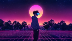 Anime Boy, Neon, Artwork, Art, Digital Art, Ai, Artist, 4K wallpaper