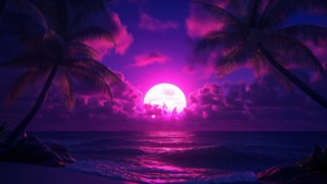 Pink, Moon, Pacific, Artist, Artwork, Art, Digital Art, Nature, Deviantart, 4K wallpaper