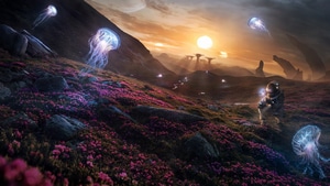 Planet, Nature, Artwork, Art, Digital Art, Scifi, Aliens, Sunset, Sun, Artist, 4K wallpaper
