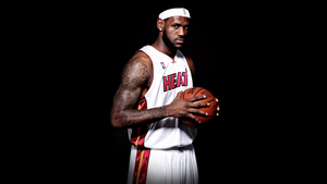 LeBron James, Black background, Miami Heat, Basketball player, 4K wallpaper