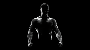 Bodybuilder, AMOLED, Black background, Silhouette, 4K wallpaper