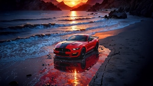 Ford Mustang, Cars, Artwork, Ford, Mustang, Ai, Sunset, Art, 4K wallpaper