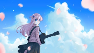 Anime Girl, Sky, Guitar, Artist, Artwork, Art, Digital Art, Pixiv, 4K wallpaper
