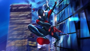 Miles Morales, Spiderman, Gwen Stacy, Superheroes, Artwork, Art, Digital Art, Pixiv, 4K wallpaper