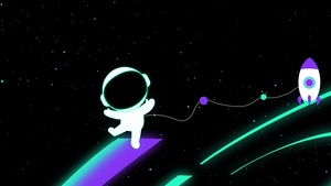 Cute astronaut, Outer space, Space flight, Black background, AMOLED, 4K wallpaper