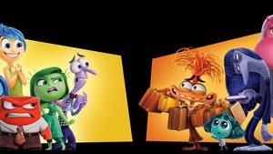 Inside Out 2, Ultrawide, Movie poster, Animation movies, Pixar movies, 2024 Movies, Joy (Inside Out), Sadness (Inside Out), Anger (Inside Out), Fear (Inside Out), Disgust (Inside Out), Anxiety (Inside Out), Black background, 4K wallpaper