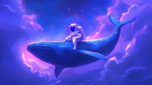 Artist, Artwork, Art, Digital Art, Astronaut, Whale, Ai, 4K wallpaper