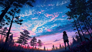 Anime Girl, Woods, Artist, Artwork, Art, Digital Art, Outdoor, 4K wallpaper