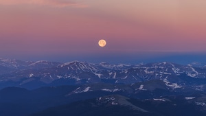 Summer, Sunrise, Mountains, Snow, Sky, Nature, 4K wallpaper