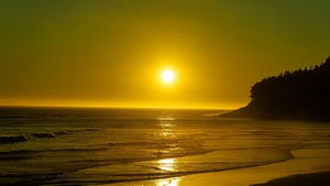 Golden, Sunset, Coast, Sea, Sun, Nature, 4K wallpaper