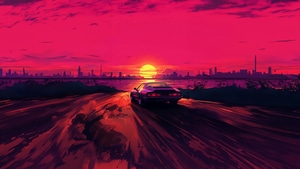 Retro, Neon, Synthwave, Cityscape, Artist, Artwork, Digital Art, Ai, Car, 4K wallpaper