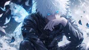 Satoru Gojo, Blue eyes, AI art, Jujutsu Kaisen, 4K wallpaper