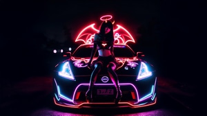 Artist, Artwork, Art, Digital Art, Ai Girls, Cars, Porsche, Anime Girl, Dark, , 4K wallpaper
